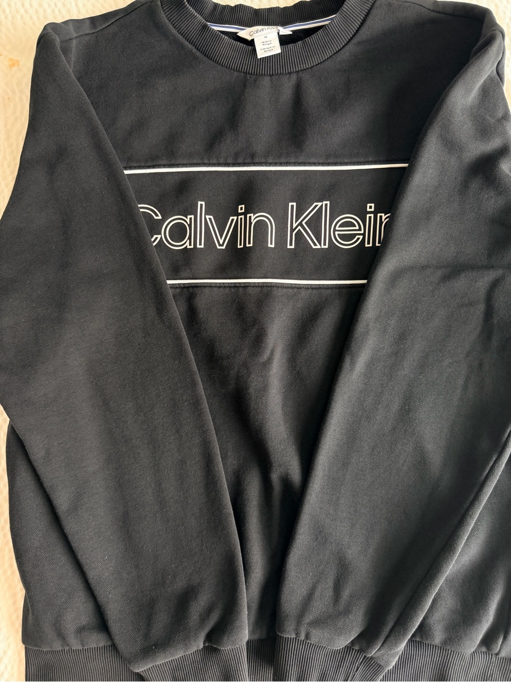 Calvin Klein Men's Black Logo Crewneck Sweater
